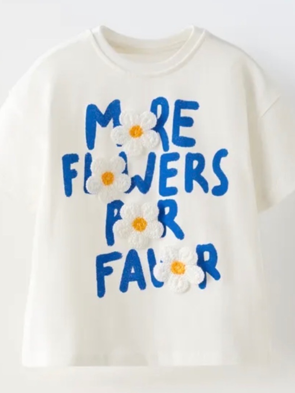 Zara Girls Floral Embroidered T-Shirt “More Flowers” 3T